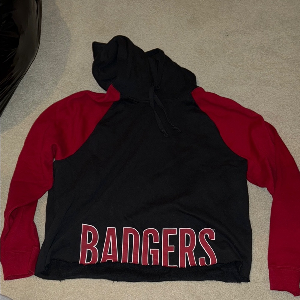 Black and Red Cropped Badgers Hoodie